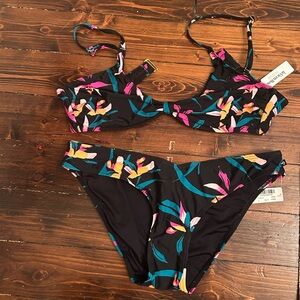 La Vie En Rose Black Floral Bikini